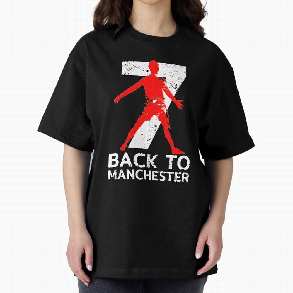 Men Back to manchester Welcome to manchester Oversized T-Shirt Show Your Love for FIFA World Cup 2026 USA Canada Mexico for Fans of Messi and Cristiano Ronaldo and Germany, Bringing Sports Nostalgia, International Competition, Famous Players and
