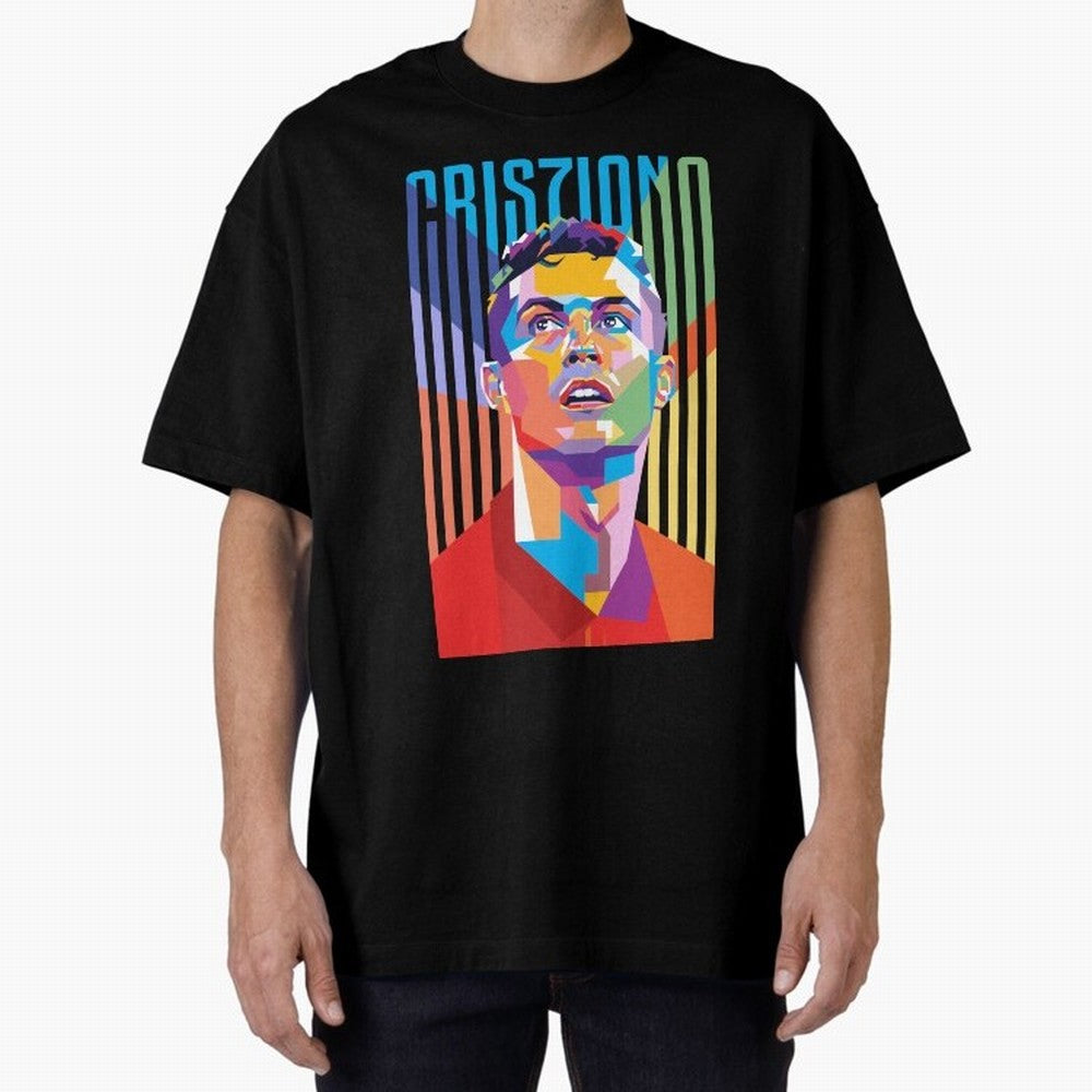 CR7 Pop Art Oversized T-Shirt Show Passion for the Stars of the FIFA World Cup 2026 Journey through Messi, CR7 and Mbappe Highlights, England Pride, Soccer Culture, Superstar Moments, National Team Dreams and Competitive Fire; Made for Die Hard