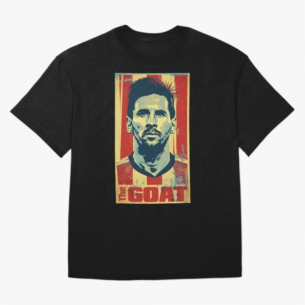 Messi The GOAT Graphic poster design Oversized T-Shirt Stand with the FIFA World Cup 2026 Group Stage Journey through Cristiano Ronaldo Highlights, Argentina Pride, Sports Nostalgia, International Competition, Famous Players and Unforgettable