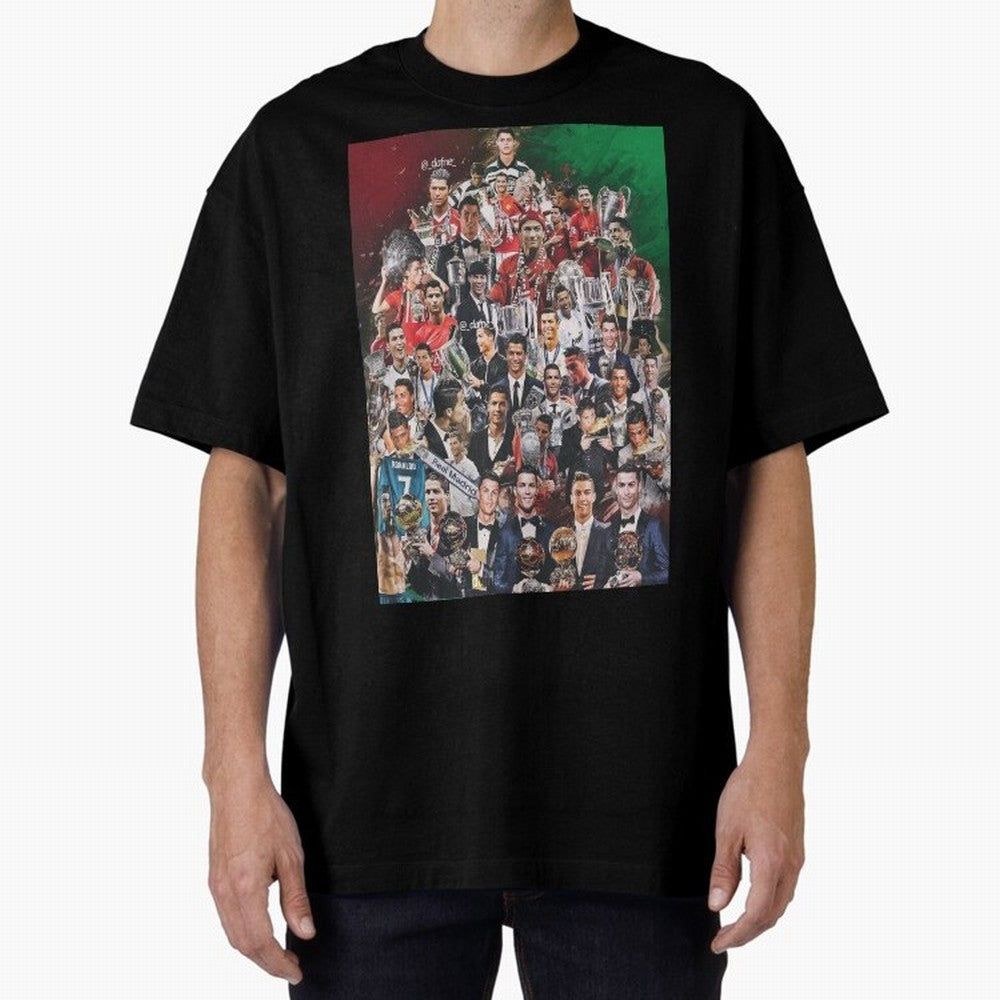 Cristiano Ronaldo (5th Ballon D'Or) Oversized T-Shirt Celebrate Every Goal in Match Day Hype around FIFA World Cup 2026 USA Canada Mexico, Messi and Cristiano Ronaldo, France and Portugal, Goal Celebration Energy, Supporter Heritage, Football Icons