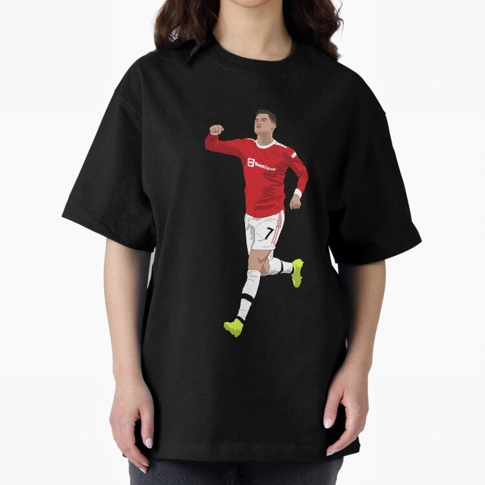 Cristiano Ronaldo Right Here Goal Celebration Oversized T-Shirt Spotlight FIFA World Cup 2026 USA Canada Mexico for Fans of CR7 and Messi and Argentina, France and Brazil, Bringing Stadium Chants, National Pride, Trophy Dreams and Unforgettable