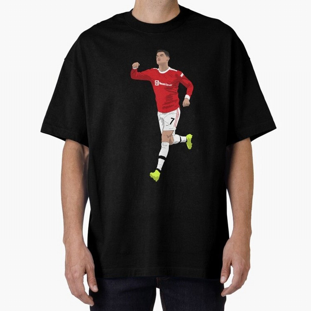 Cristiano Ronaldo Right Here Goal Celebration Oversized T-Shirt Spotlight FIFA World Cup 2026 USA Canada Mexico for Fans of CR7 and Messi and Argentina, France and Brazil, Bringing Stadium Chants, National Pride, Trophy Dreams and Unforgettable