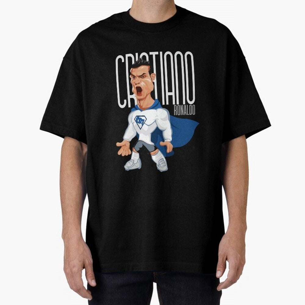 Commic Caricature of Cristiano Ronaldino 'CR7' Oversized T-Shirt Show Up for the Glory of Global Football Passion for FIFA World Cup 2026 USA Canada Mexico, Built around Messi, CR7 and Mbappe, Portugal, Spain and Germany, Football History, Final