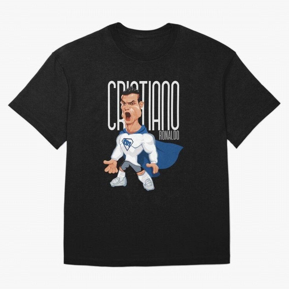 Commic Caricature of Cristiano Ronaldino 'CR7' Oversized T-Shirt Show Up for the Glory of Global Football Passion for FIFA World Cup 2026 USA Canada Mexico, Built around Messi, CR7 and Mbappe, Portugal, Spain and Germany, Football History, Final