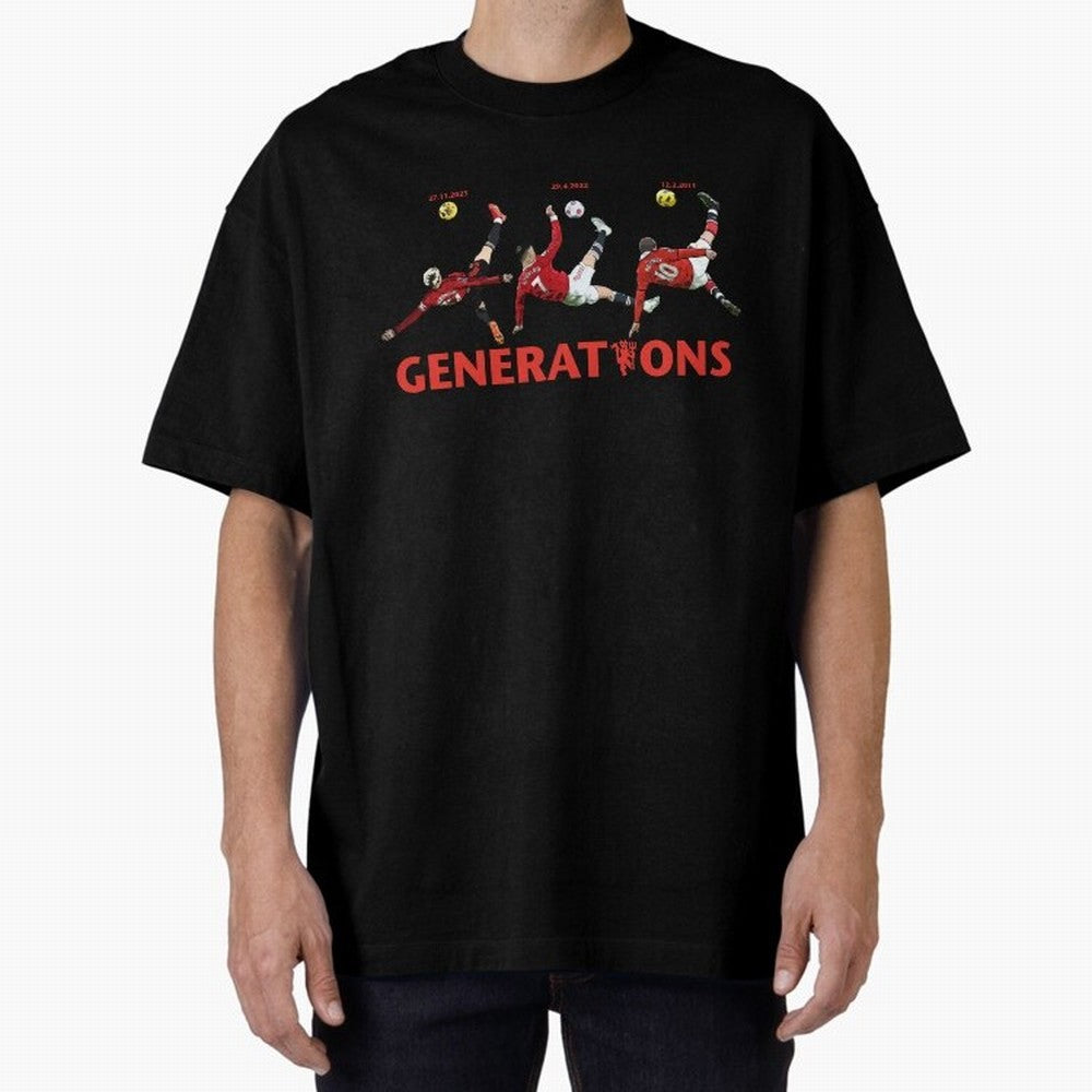 Generations of Manchester United Oversized T-Shirt Support FIFA World Cup 2026 Group Stage Filled with CR7, France and Portugal Energy, Football Festival Excitement, Trophy Ambitions, Country Rivalries and Star Player Buzz; Created for Match Day