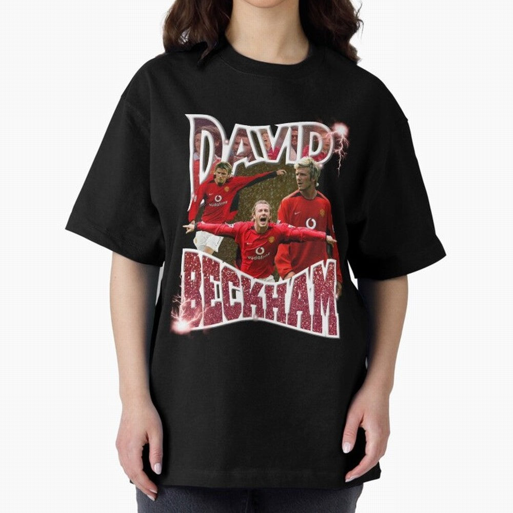 David Beckham Graphic Tee Oversized T-Shirt Celebrate Golden Goal Energy in FIFA World Cup 2026 Group Stage for Fans of Messi, CR7 and Mbappe and Argentina and Brazil, Bringing Stadium Chants, National Pride, Trophy Dreams and Unforgettable