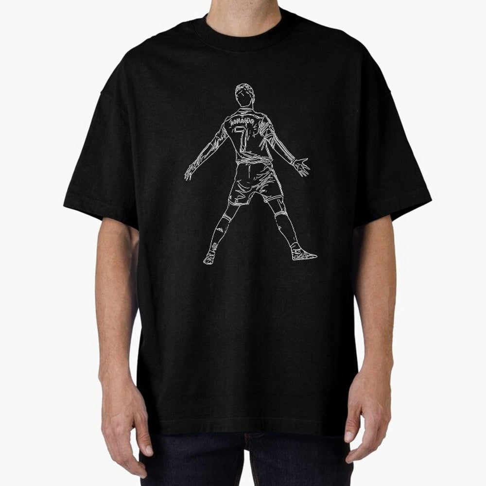CR7 Cristiano Ronaldo Signature Celebration Siuuuuu Line Art White Oversized T-Shirt Celebrate Fan Favorites in FIFA World Cup 2026 USA Canada Mexico Spirit, Featuring Spain and Netherlands, CR7, Goal Celebration Energy, Supporter Heritage,