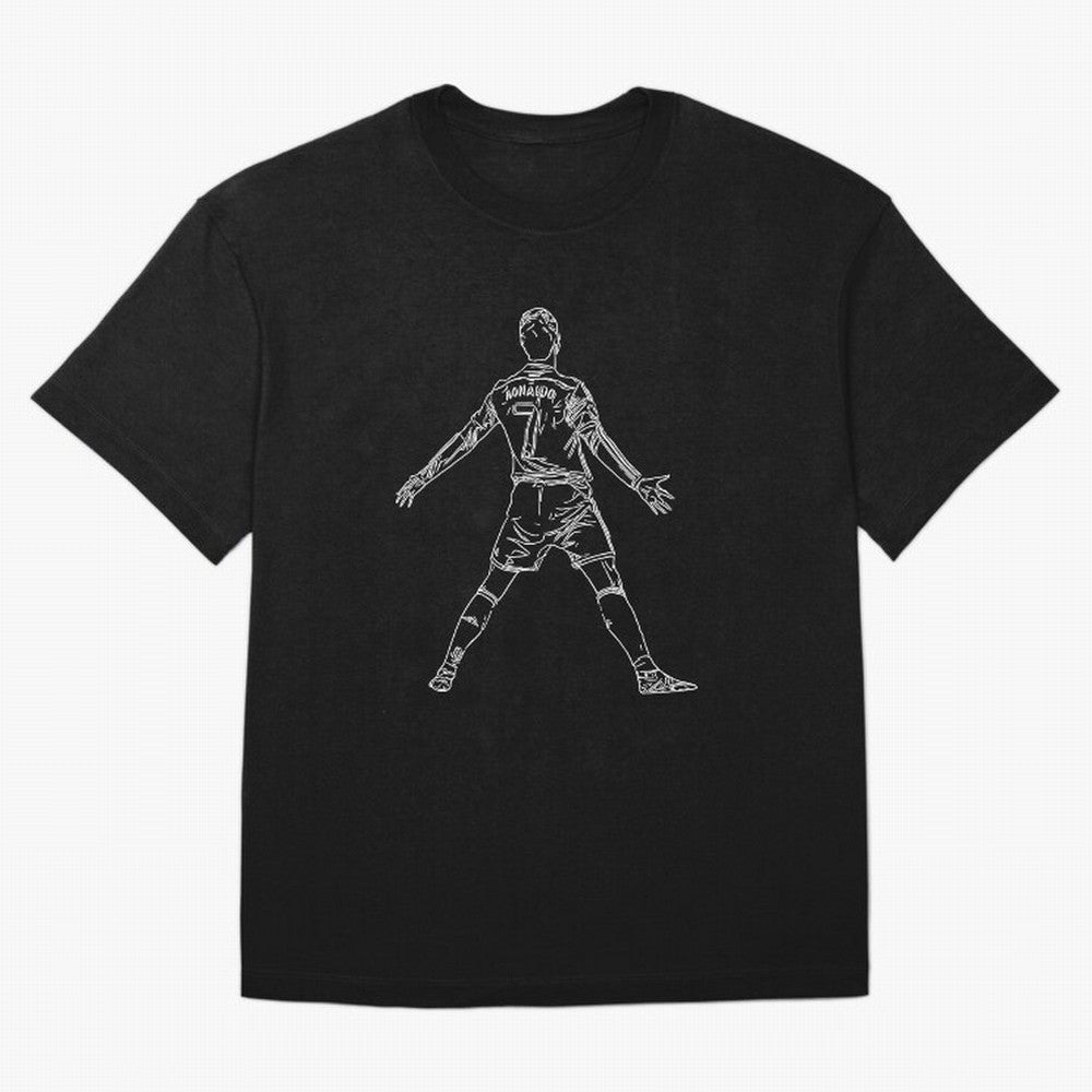 CR7 Cristiano Ronaldo Signature Celebration Siuuuuu Line Art White Oversized T-Shirt Celebrate Fan Favorites in FIFA World Cup 2026 USA Canada Mexico Spirit, Featuring Spain and Netherlands, CR7, Goal Celebration Energy, Supporter Heritage,