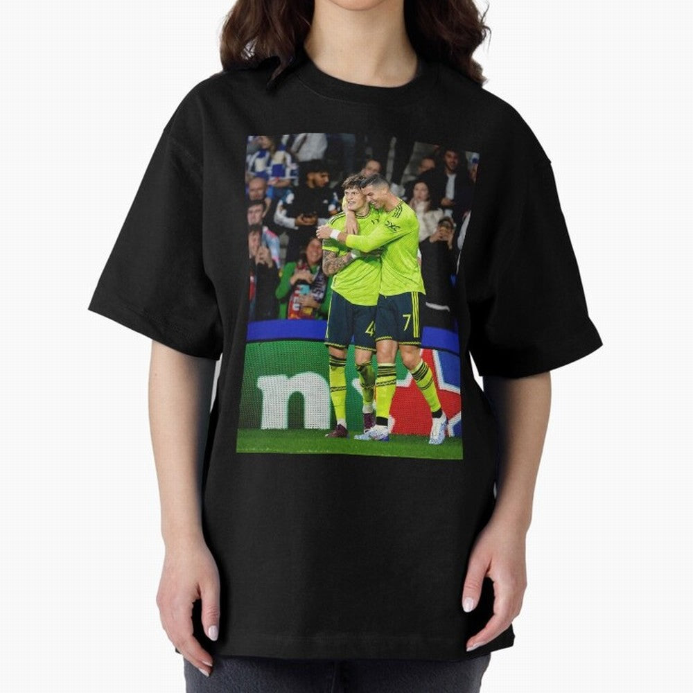 Cristiano Ronaldo And Garnacho ,Ronaldo Gifts,Ronaldo Cover,Ronaldo Prints Oversized T-Shirt Refresh FIFA World Cup 2026 Driven by Messi, Neymar and Mbappe, Germany Energy, Sports Nostalgia, International Competition, Famous Players and