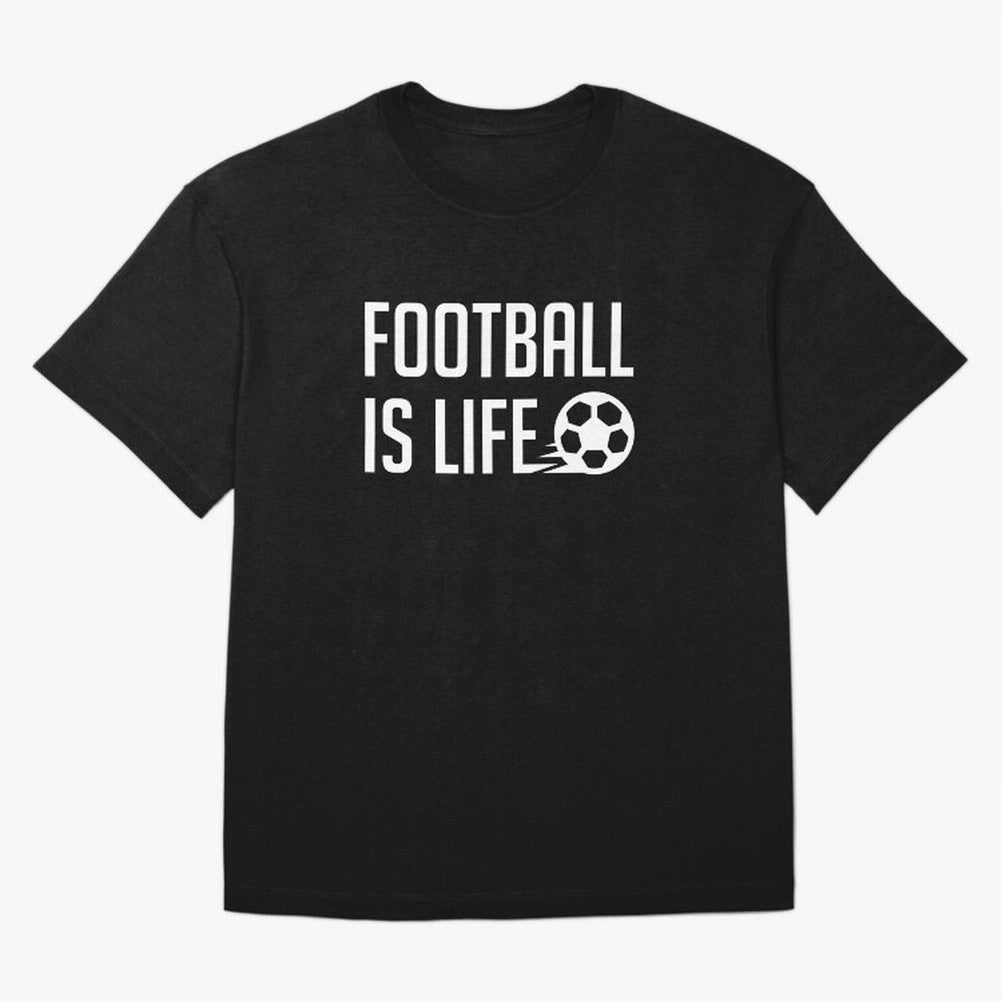 Football Is Life (Blue BG) Oversized T-Shirt Cheer through Every Moment of FIFA World Cup 2026 USA Canada Mexico for Fans of Messi, Neymar and Mbappe and Argentina, France and Brazil, Bringing Game Day Rituals, Football Legends, Country Pride and