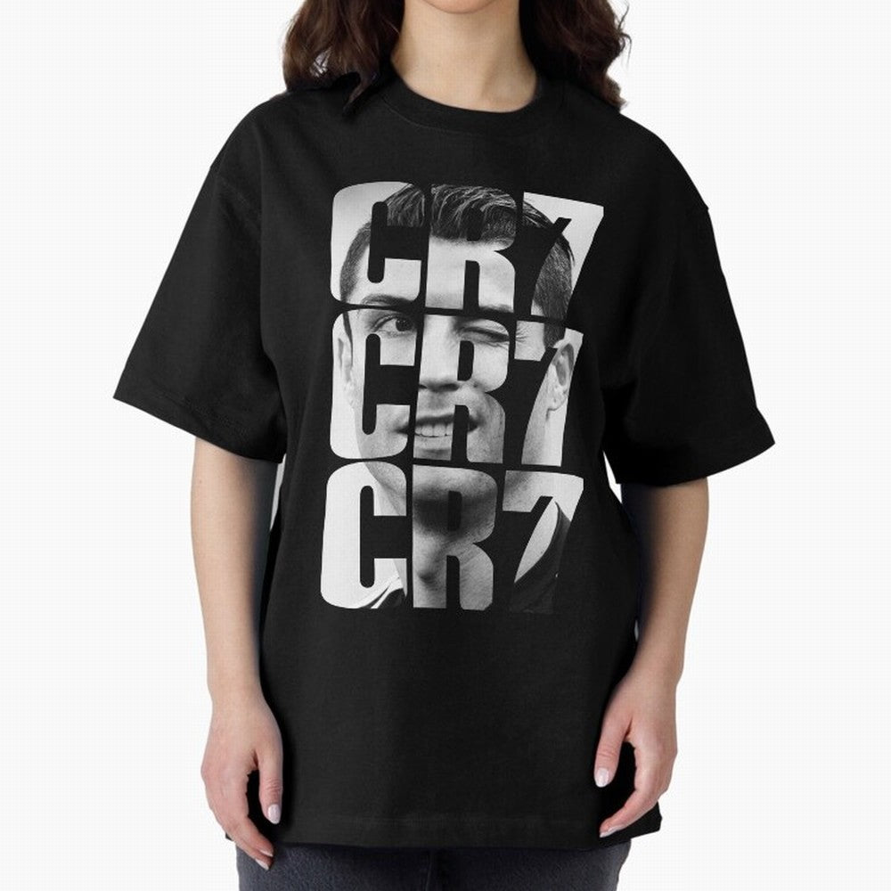 CR7 smile Oversized T-Shirt Feel International Energy from Global Football Passion for FIFA World Cup 2026 Group Stage, Highlighting Messi, Neymar and Mbappe, Brazil, Champion Mindset, Group Stage Buzz, Knockout Tension and Passionate Fan Culture;