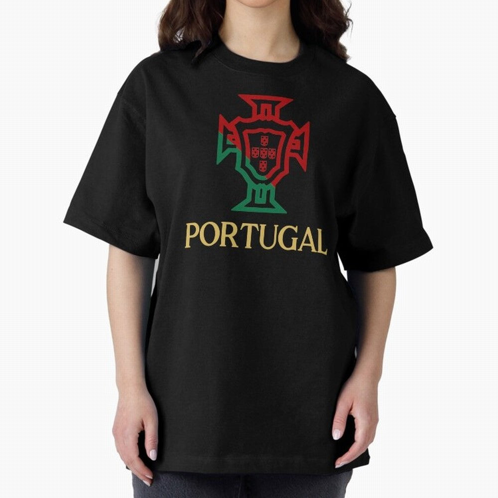 Portugal Tuga D Gold Oversized T-Shirt Represent the Passion of Match Day Hype around FIFA World Cup 2026 Group Stage, Messi and Cristiano Ronaldo, France and Portugal, Vintage Soccer Flavor, Modern Football Stars, National Flags and Final Night
