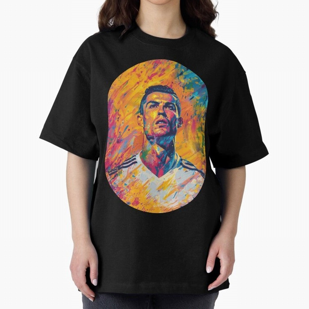 Cristiano Oversized T-Shirt Stand Proud for Global Football Passion for FIFA World Cup 2026 USA Canada Mexico, Featuring Mbappe and Neymar, Spain, Tournament Hype, Historic Matchups, Family Viewing Parties and Global Sports Pride; Ideal for Fans