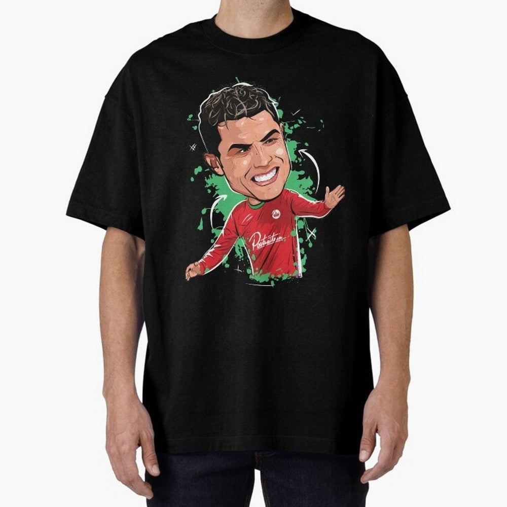 Cristiano Oversized T-Shirt Showcase Global Football Passion for FIFA World Cup 2026 USA Canada Mexico, Capturing Messi, CR7 and Mbappe, France and Portugal, Global Supporter Spirit, Legendary Goals, National Colors and Tournament Celebration;