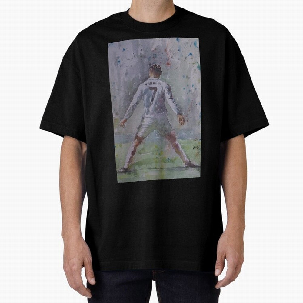 Cristiano Ronaldo - Portrait 2 Oversized T-Shirt Honor Champions and Dreams in Global Football Passion for FIFA World Cup 2026, Highlighting Messi, CR7 and Mbappe, Argentina, Tournament Hype, Historic Matchups, Family Viewing Parties and Global