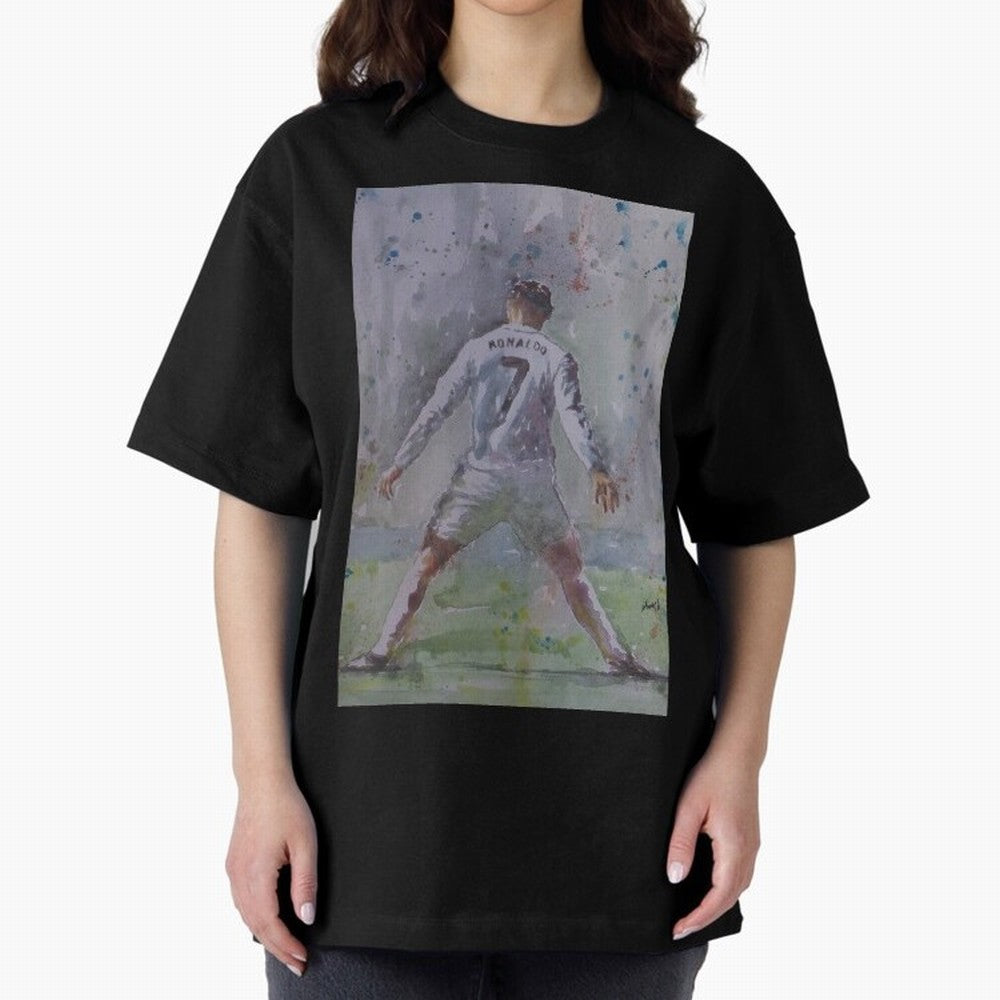 Cristiano Ronaldo - Portrait 2 Oversized T-Shirt Honor Champions and Dreams in Global Football Passion for FIFA World Cup 2026, Highlighting Messi, CR7 and Mbappe, Argentina, Tournament Hype, Historic Matchups, Family Viewing Parties and Global