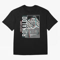 Cristiano Ronaldo Glith Effect Oversized T-Shirt Embrace FIFA World Cup 2026 Group Stage Spirit, Highlighting France and Portugal, Messi, CR7 and Mbappe, Sports Nostalgia, International Competition, Famous Players and Unforgettable Victories; Made