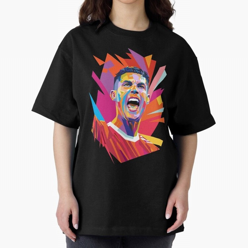 Cristiano Ronaldo Pop Art WPAP Oversized T-Shirt Bring Supporter Culture to FIFA World Cup 2026 Spirit, Inspired by England, Messi, Neymar and Mbappe, Supporter Pride, Iconic Celebrations, Legendary Names and Global Match Day Energy; Perfect for