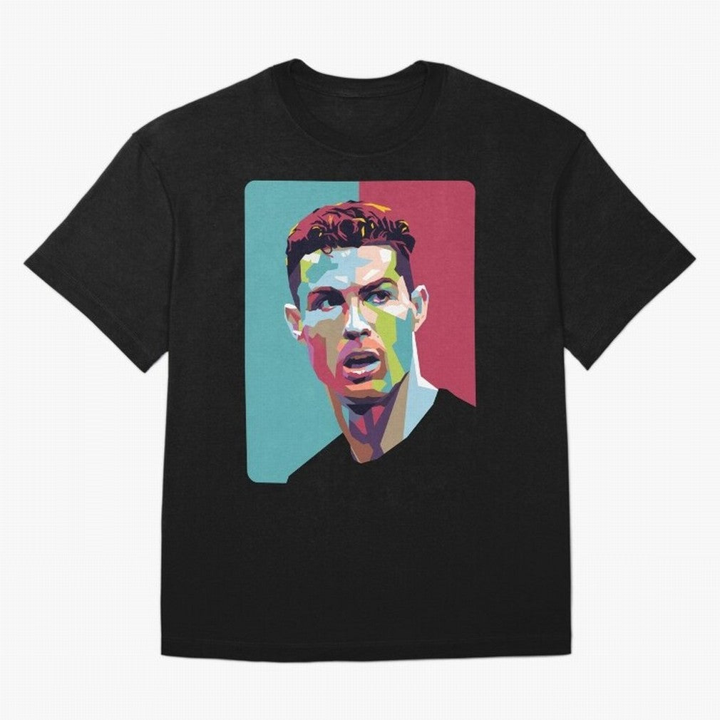 Cristiano Ronaldo 7 Pop Art Portrait Oversized T-Shirt Honor the Beautiful Game during FIFA World Cup 2026 Group Stage Spirit, Inspired by Netherlands, CR7 and Messi, Football Festival Excitement, Trophy Ambitions, Country Rivalries and Star Player
