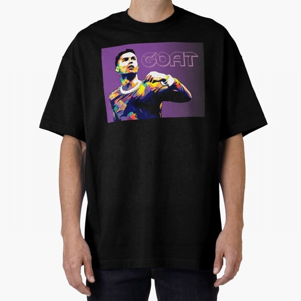 Cristiano Ronaldo Goat Popart Oversized T-Shirt Keep the Legacy of Global Football Passion for FIFA World Cup 2026, Centered on Haaland, England and Germany, Supporter Pride, Iconic Celebrations, Legendary Names and Global Match Day Energy; Ideal