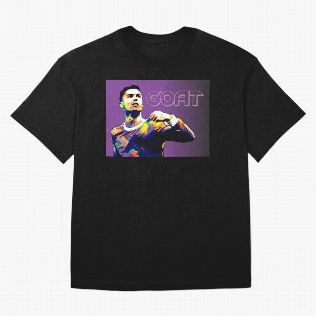 Cristiano Ronaldo Goat Popart Oversized T-Shirt Keep the Legacy of Global Football Passion for FIFA World Cup 2026, Centered on Haaland, England and Germany, Supporter Pride, Iconic Celebrations, Legendary Names and Global Match Day Energy; Ideal