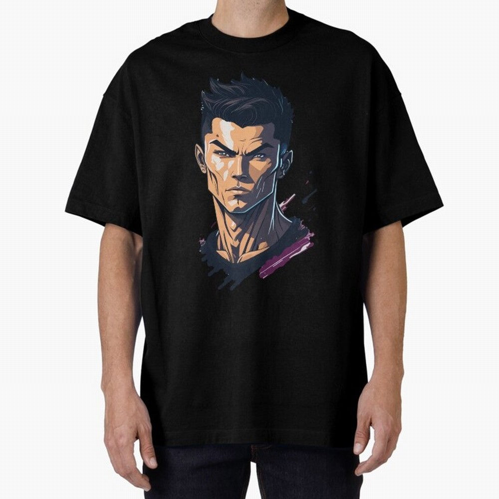 Cristiano Ronaldo Anime Style Oversized T-Shirt Upgrade Match Day Hype around FIFA World Cup 2026 USA Canada Mexico, CR7 and Messi, Spain and Netherlands, Tournament Hype, Historic Matchups, Family Viewing Parties and Global Sports Pride; Perfect