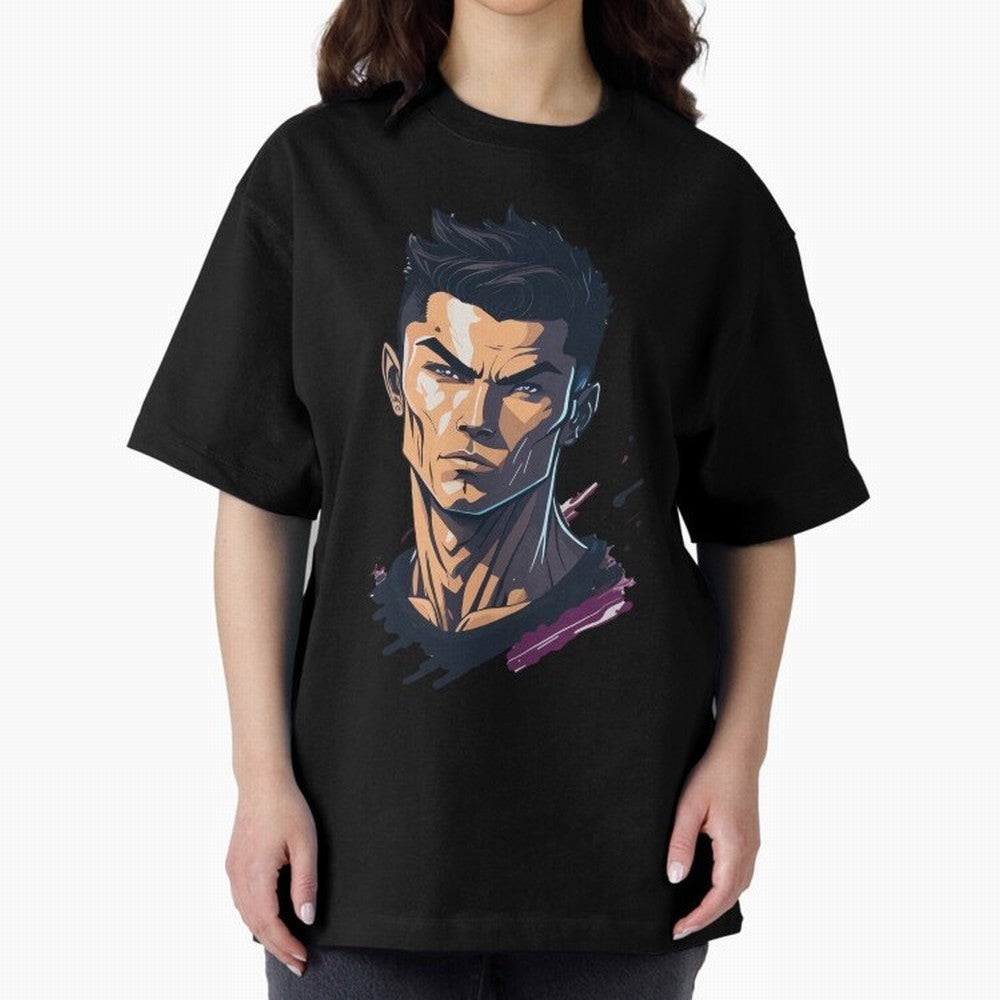 Cristiano Ronaldo Anime Style Oversized T-Shirt Upgrade Match Day Hype around FIFA World Cup 2026 USA Canada Mexico, CR7 and Messi, Spain and Netherlands, Tournament Hype, Historic Matchups, Family Viewing Parties and Global Sports Pride; Perfect