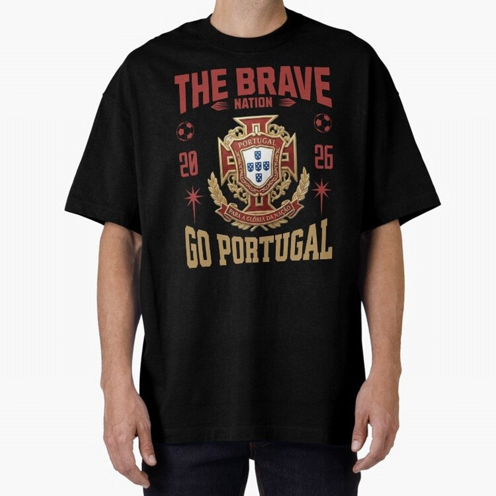 Portugal Soccer 2026 The Brave Nation Vintage Football Fan Design Oversized T-Shirt Keep Football History Alive during the FIFA World Cup 2026 Journey through Cristiano Ronaldo Highlights, Portugal, Spain and Germany Pride, Retro Football Energy,