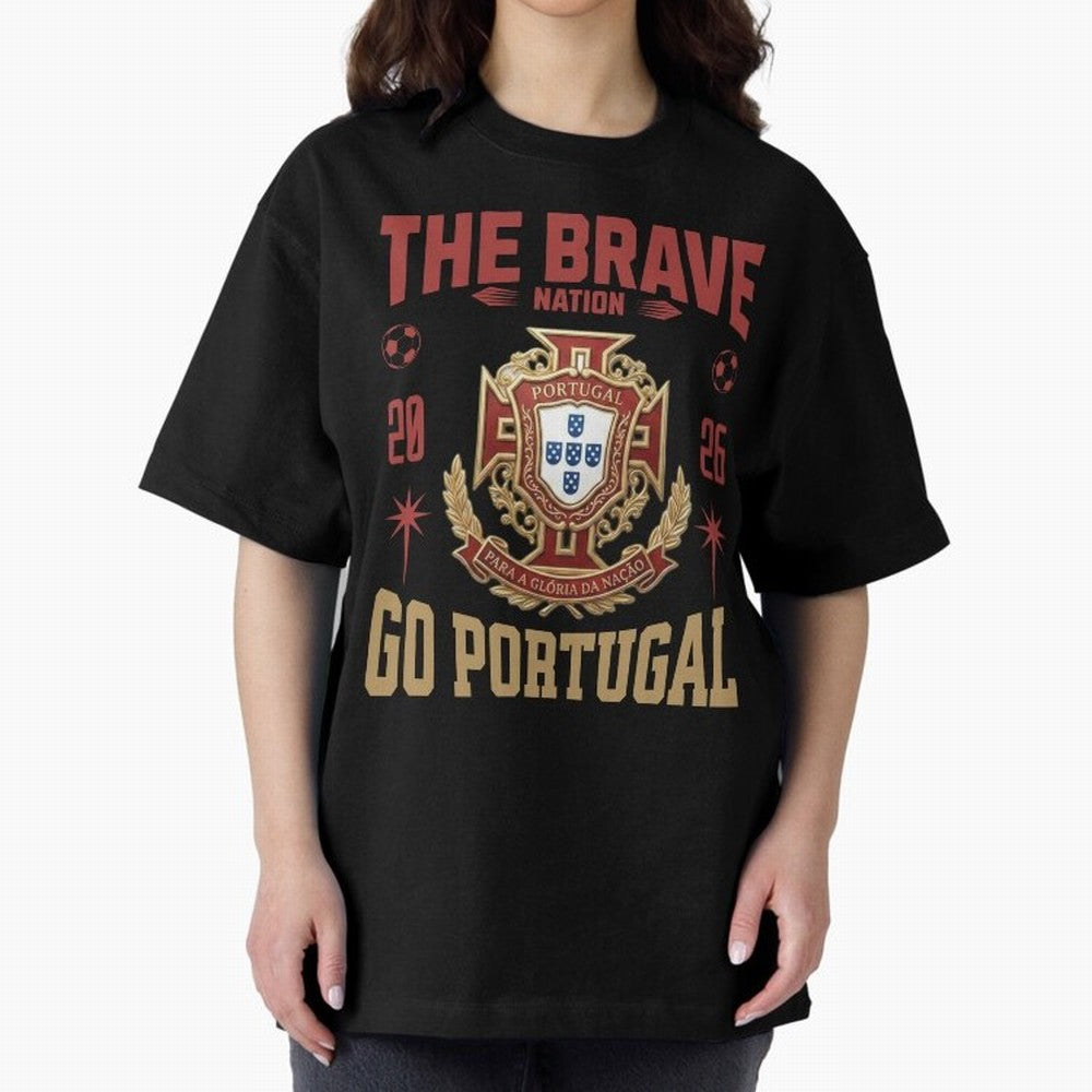 Portugal Soccer 2026 The Brave Nation Vintage Football Fan Design Oversized T-Shirt Keep Football History Alive during the FIFA World Cup 2026 Journey through Cristiano Ronaldo Highlights, Portugal, Spain and Germany Pride, Retro Football Energy,
