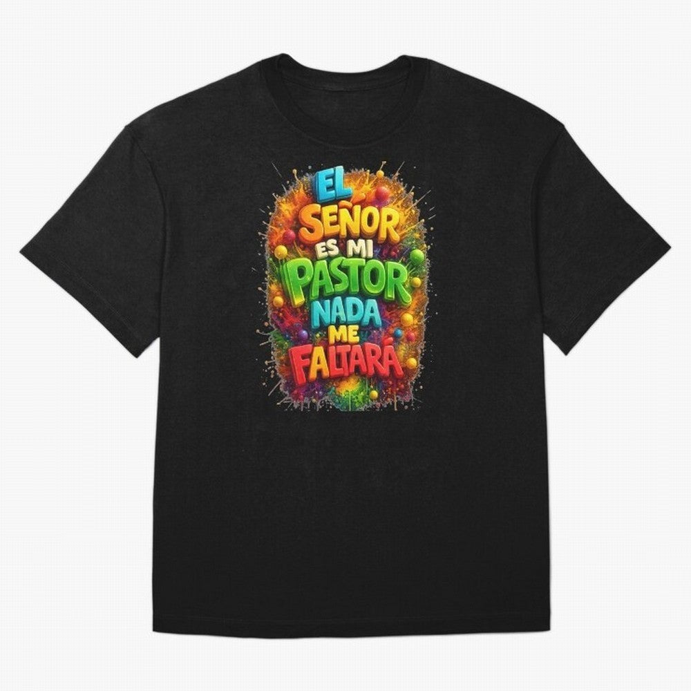 Modern 3D Psalm 23 Spanish Christian Art - El Se?or es mi Pastor Oversized T-Shirt Stand with Global Football Passion for FIFA World Cup 2026 USA Canada Mexico, Driven by Mbappe and Neymar, Argentina, Soccer Culture, Superstar Moments, National