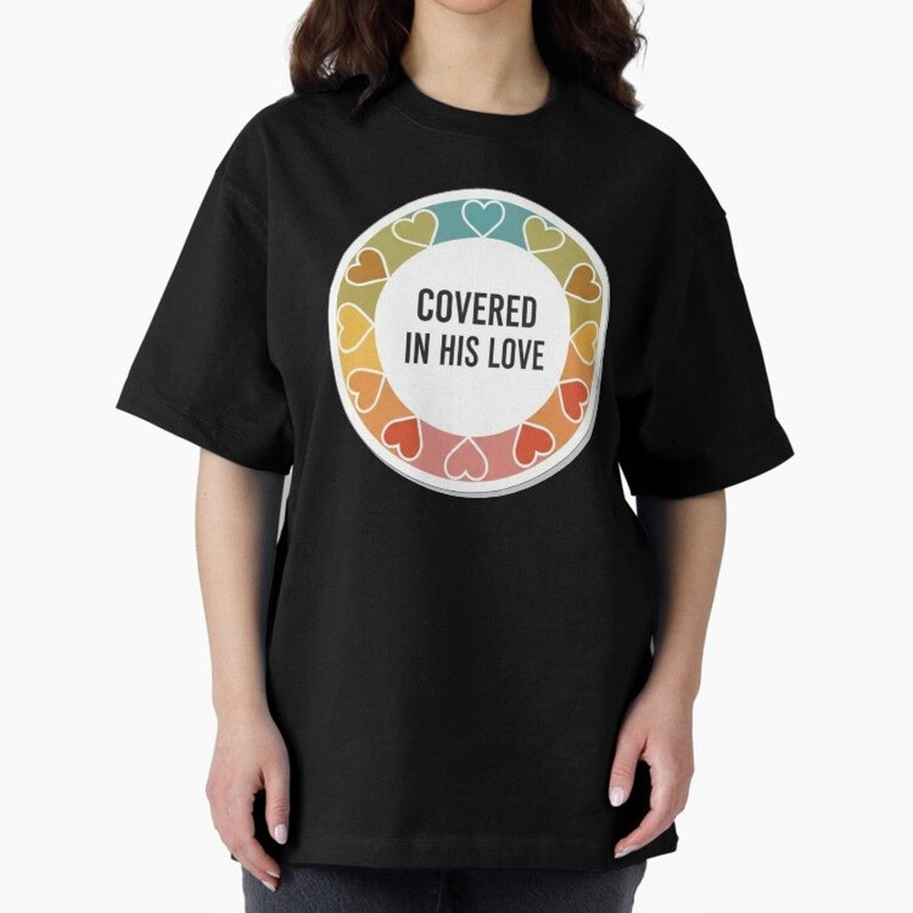 Covered in His Love Christian Encouragement Sticker Oversized T-Shirt Fuel Your Fan Pride for FIFA World Cup 2026 USA Canada Mexico for Fans of Neymar, Haaland and Cristiano Ronaldo and France, Bringing Classic Soccer Heritage, Championship