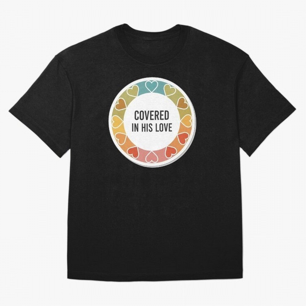 Covered in His Love Christian Encouragement Sticker Oversized T-Shirt Fuel Your Fan Pride for FIFA World Cup 2026 USA Canada Mexico for Fans of Neymar, Haaland and Cristiano Ronaldo and France, Bringing Classic Soccer Heritage, Championship