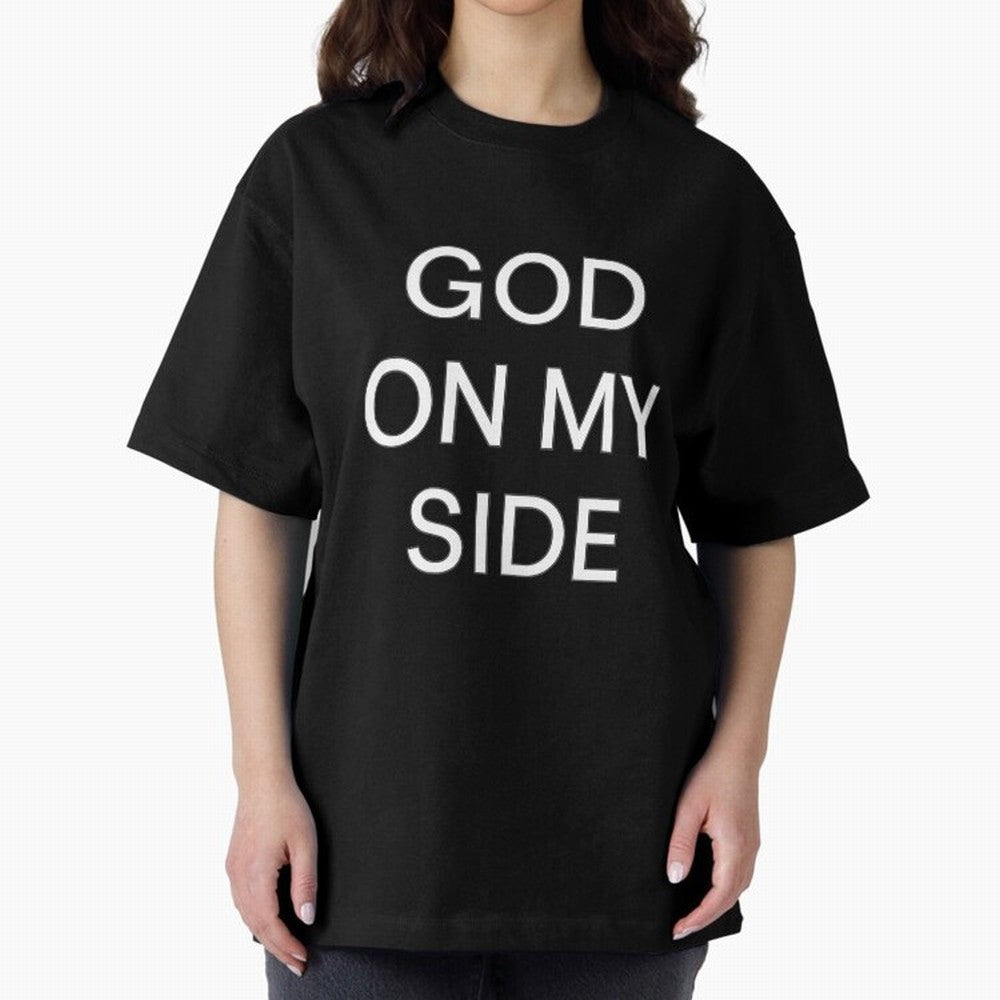 God On My Side - Minimalist Christian Outline Typography Oversized T-Shirt Create FIFA World Cup 2026 USA Canada Mexico Made for Mbappe, England and Germany Energy, Championship Spirit, Famous Goals, Roaring Crowds and International Football Unity;