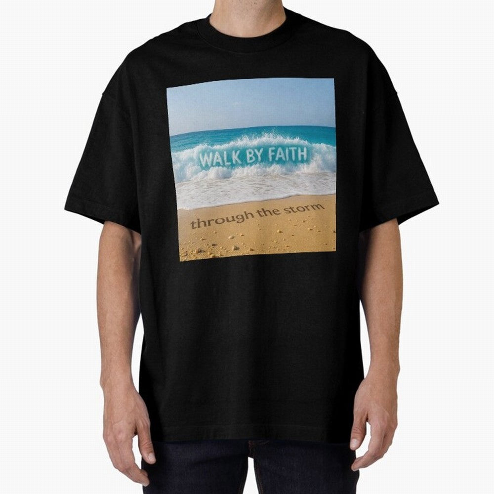 WALK BY FAITH - Through the Storm - Ocean Wave Art Oversized T-Shirt Bring Legendary Rivalry Energy to FIFA World Cup 2026 Built around CR7, England, France and Netherlands Energy, Stadium Memories, Football Loyalty, International Chants and