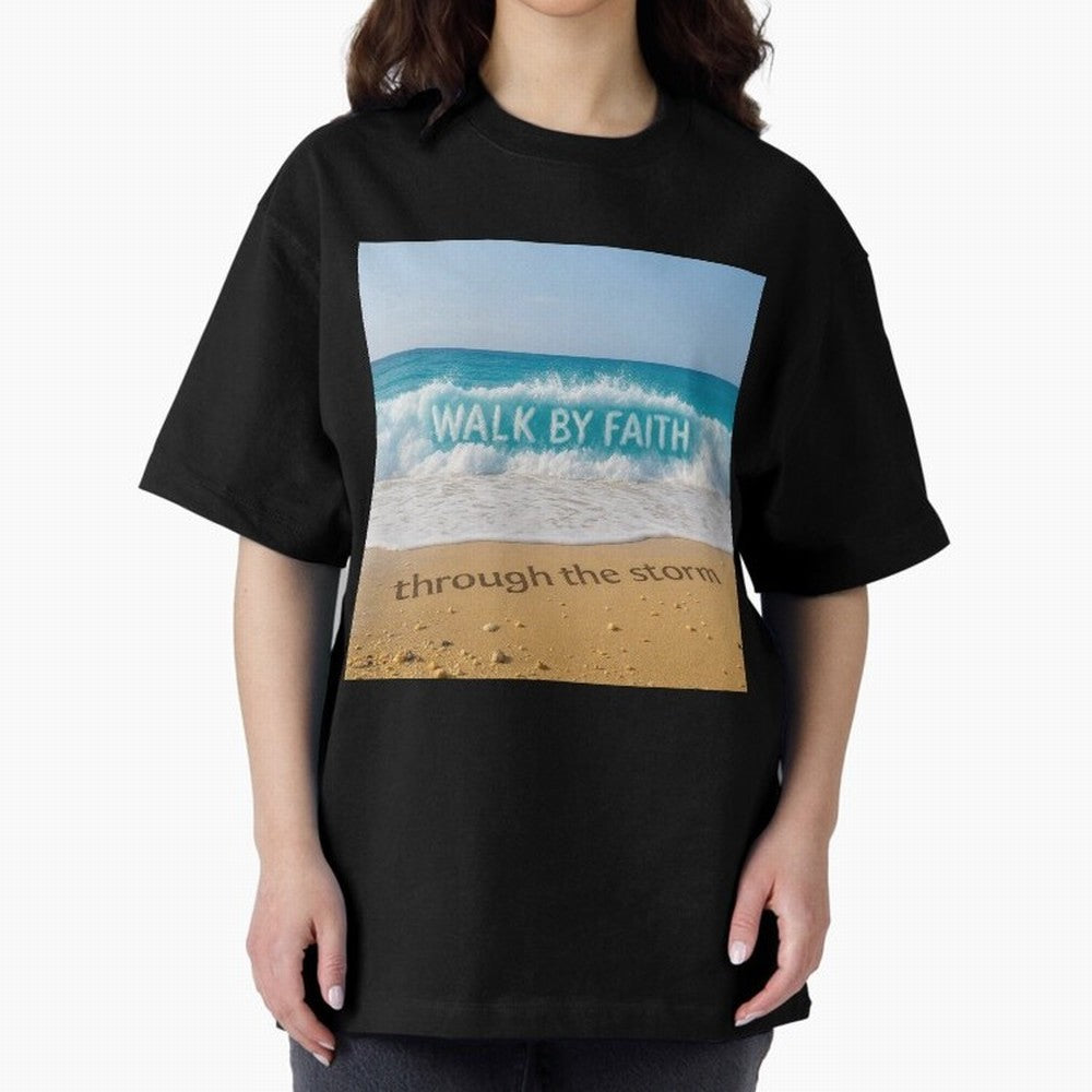 WALK BY FAITH - Through the Storm - Ocean Wave Art Oversized T-Shirt Bring Legendary Rivalry Energy to FIFA World Cup 2026 Built around CR7, England, France and Netherlands Energy, Stadium Memories, Football Loyalty, International Chants and