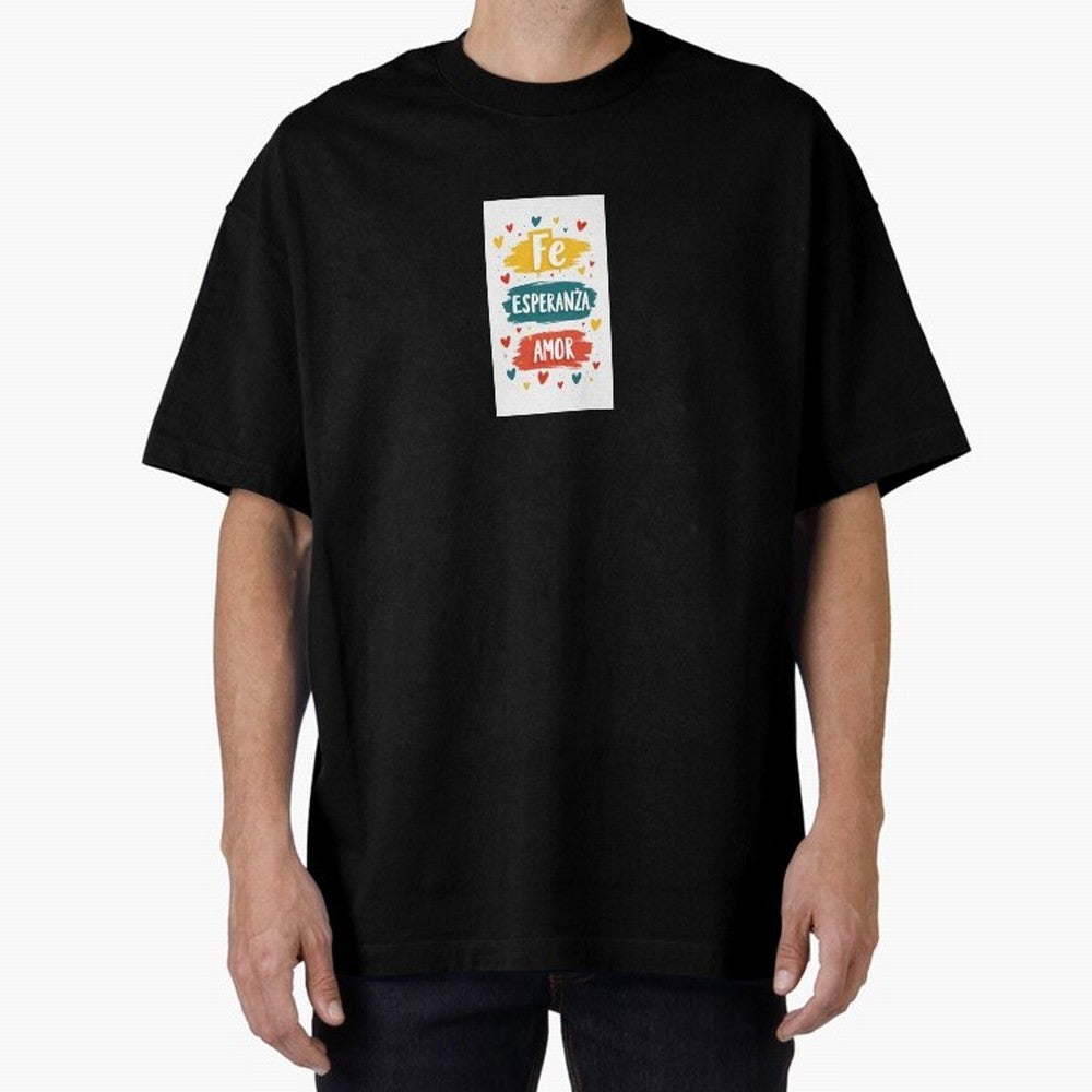 Fe Esperanza Amor Oversized T-Shirt Celebrate Football Heritage in the FIFA World Cup 2026 Journey through Mbappe Highlights, Spain and Netherlands Pride, Football History, Final Match Energy, Crowd Noise and Once in a Lifetime Moments; Perfect for