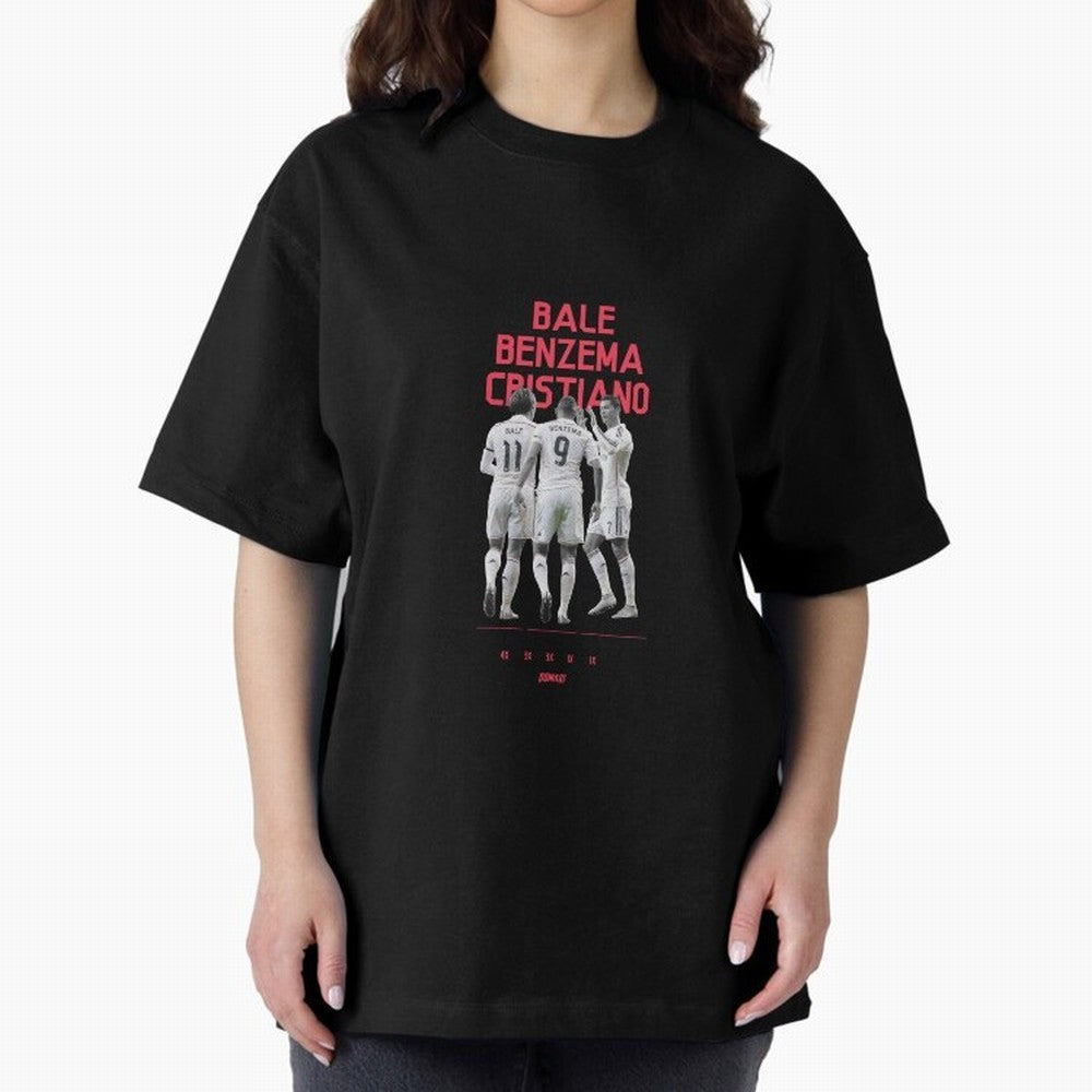 Real Madrid | Bale Benzema Cristiano Oversized T-Shirt Fuel Your Fan Pride for FIFA World Cup 2026 Group Stage Spirit, with France, Messi, Football History, Final Match Energy, Crowd Noise and Once in a Lifetime Moments; Created for Match Day