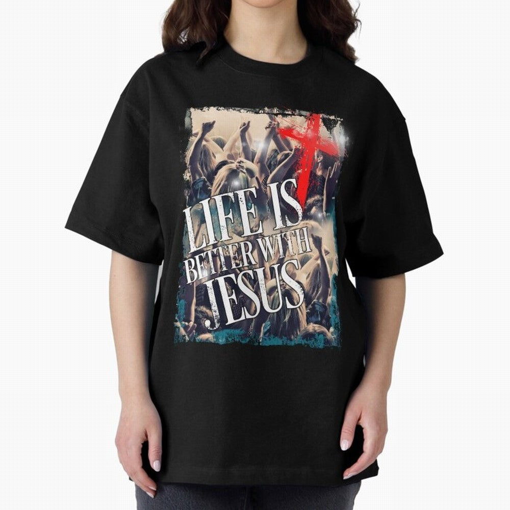 LIfe is Better with Jesus Oversized T-Shirt Experience the FIFA World Cup 2026 Journey through Cristiano Ronaldo, Haaland and CR7 Highlights, Germany Pride, Global Supporter Spirit, Legendary Goals, National Colors and Tournament Celebration; Made