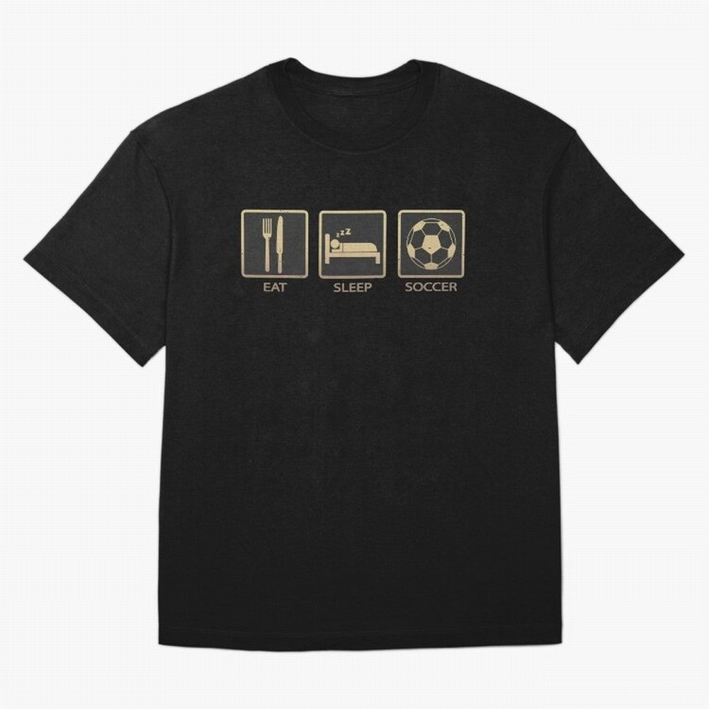 Eat Sleep Soccer Oversized T-Shirt Experience FIFA World Cup 2026 USA Canada Mexico for Fans of Messi and Cristiano Ronaldo and Spain and Netherlands, Bringing Vintage Soccer Flavor, Modern Football Stars, National Flags and Final Night Emotion;