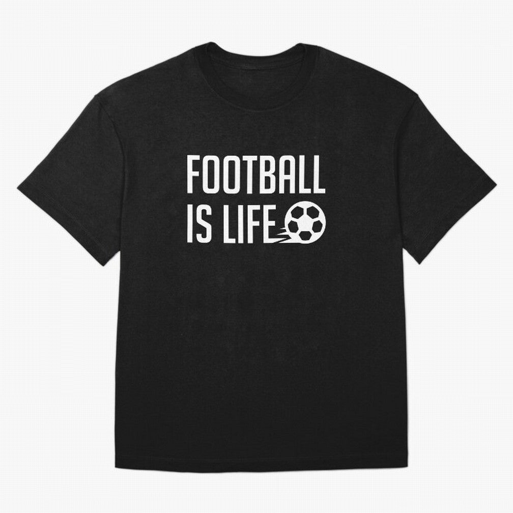 Football Is Life (Black BG) Oversized T-Shirt Relive Match Day Hype around FIFA World Cup 2026, Haaland and Mbappe, Germany, Global Supporter Spirit, Legendary Goals, National Colors and Tournament Celebration; Ideal for Football Dads, Football