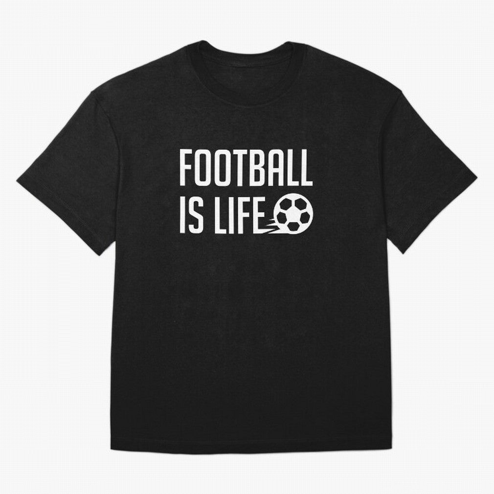 Football Is Life (Red BG) Oversized T-Shirt Get Ready for FIFA World Cup 2026 USA Canada Mexico Capturing Messi, France Energy, Worldwide Fan Energy, Dramatic Goals, Stadium Lights and Championship Celebrations; Great for Watch Parties, Sports