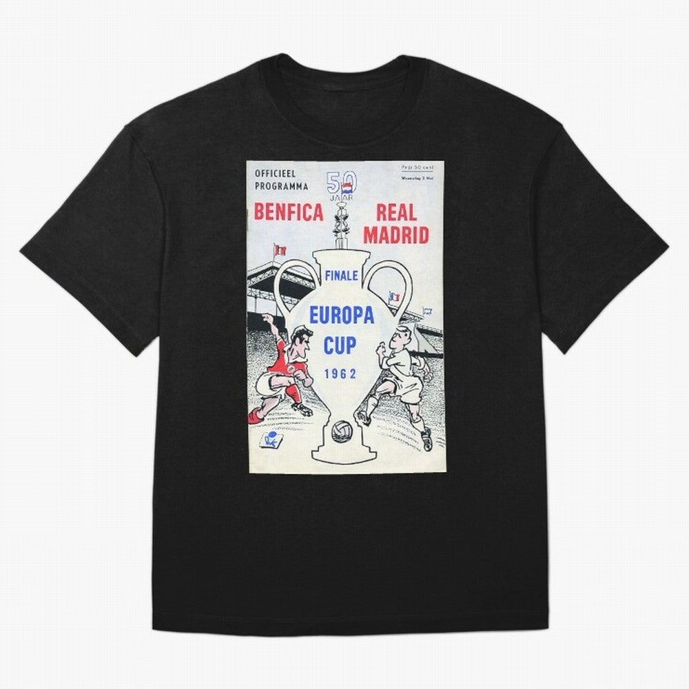 Vintage Champions League Final Poster - Real Madrid vs Benfica Oversized T-Shirt Join Supporters Worldwide for Global Football Passion for FIFA World Cup 2026 Group Stage, Connected to Messi and Cristiano Ronaldo, Brazil, Championship Spirit,