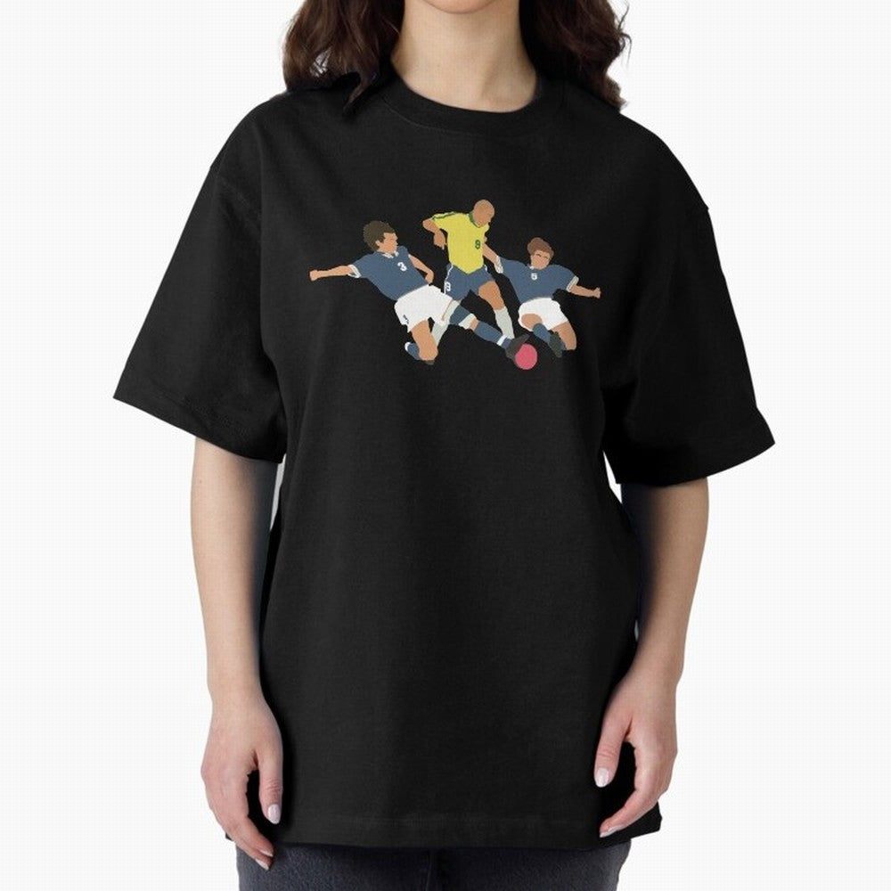 Ronaldo vs Maldini & Cannavaro Iconic Football Moment Oversized T-Shirt Show Match Day Excitement for the FIFA World Cup 2026 Journey through Haaland and Mbappe Highlights, Spain and Netherlands Pride, Stadium Memories, Football Loyalty,