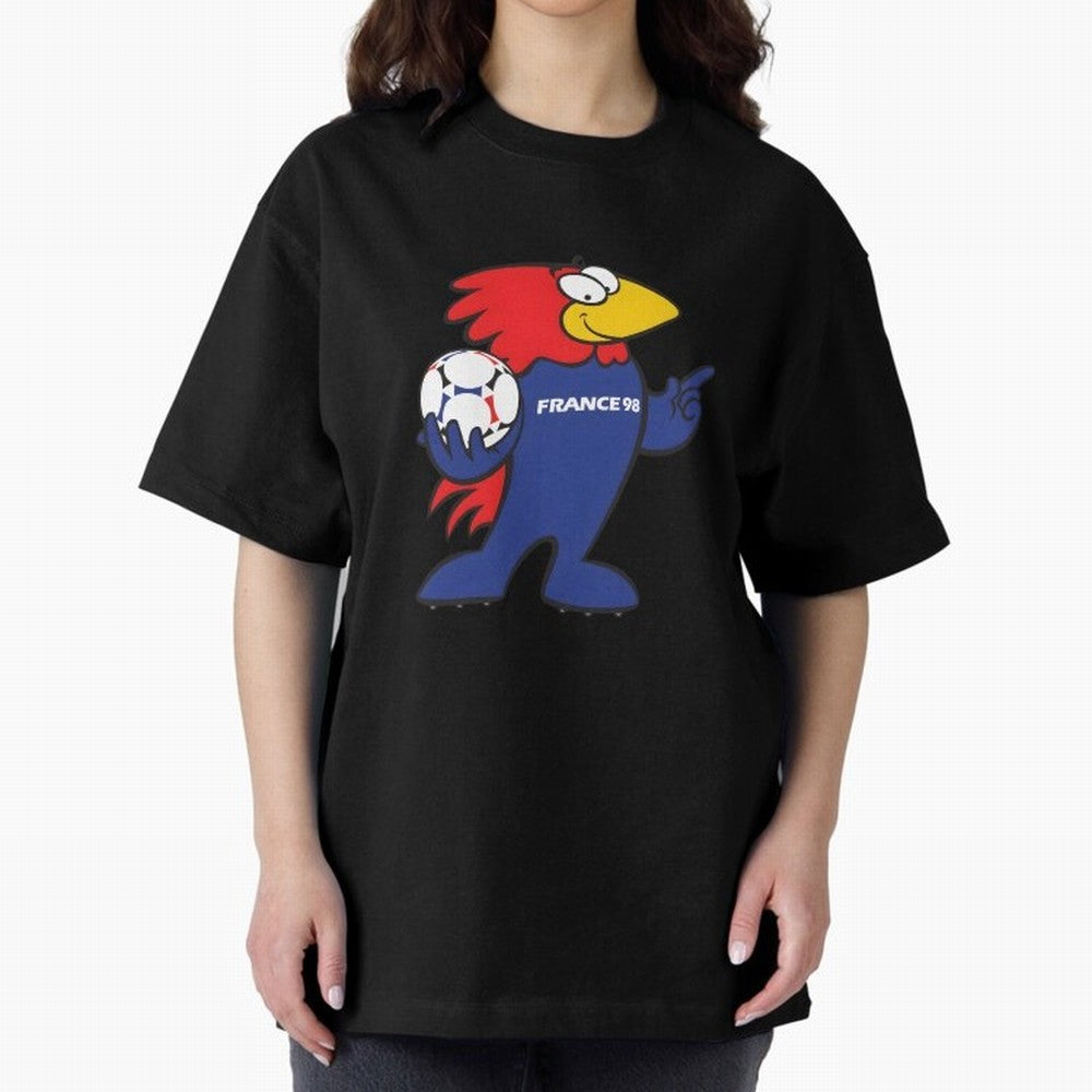Footix - World Cup 98' Mascote Logo Oversized T-Shirt Bring Home FIFA World Cup 2026 for Fans of Mbappe and Neymar and Brazil, Portugal and Argentina, Bringing Soccer Culture, Superstar Moments, National Team Dreams and Competitive Fire; Ideal for