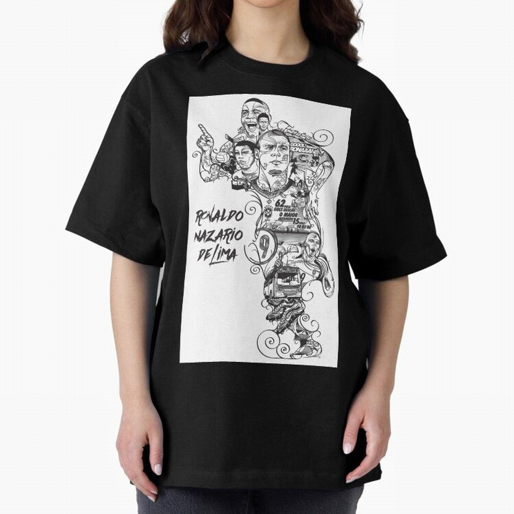 The R9 Era Oversized T-Shirt Fuel the Hype around Global Football Passion for FIFA World Cup 2026 Group Stage, Centered on Cristiano Ronaldo, Spain, Classic Soccer Heritage, Championship Pressure, Fan Loyalty and International Pride; Perfect for
