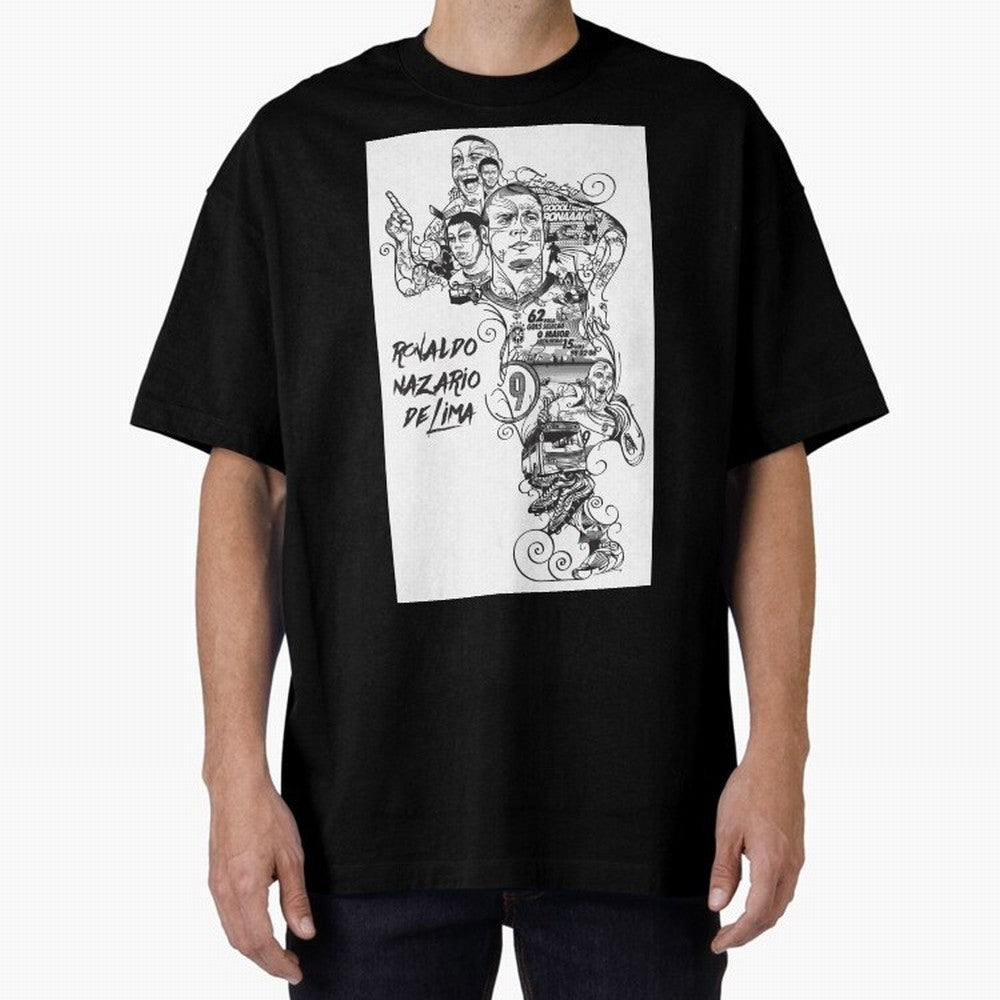 The R9 Era Oversized T-Shirt Fuel the Hype around Global Football Passion for FIFA World Cup 2026 Group Stage, Centered on Cristiano Ronaldo, Spain, Classic Soccer Heritage, Championship Pressure, Fan Loyalty and International Pride; Perfect for