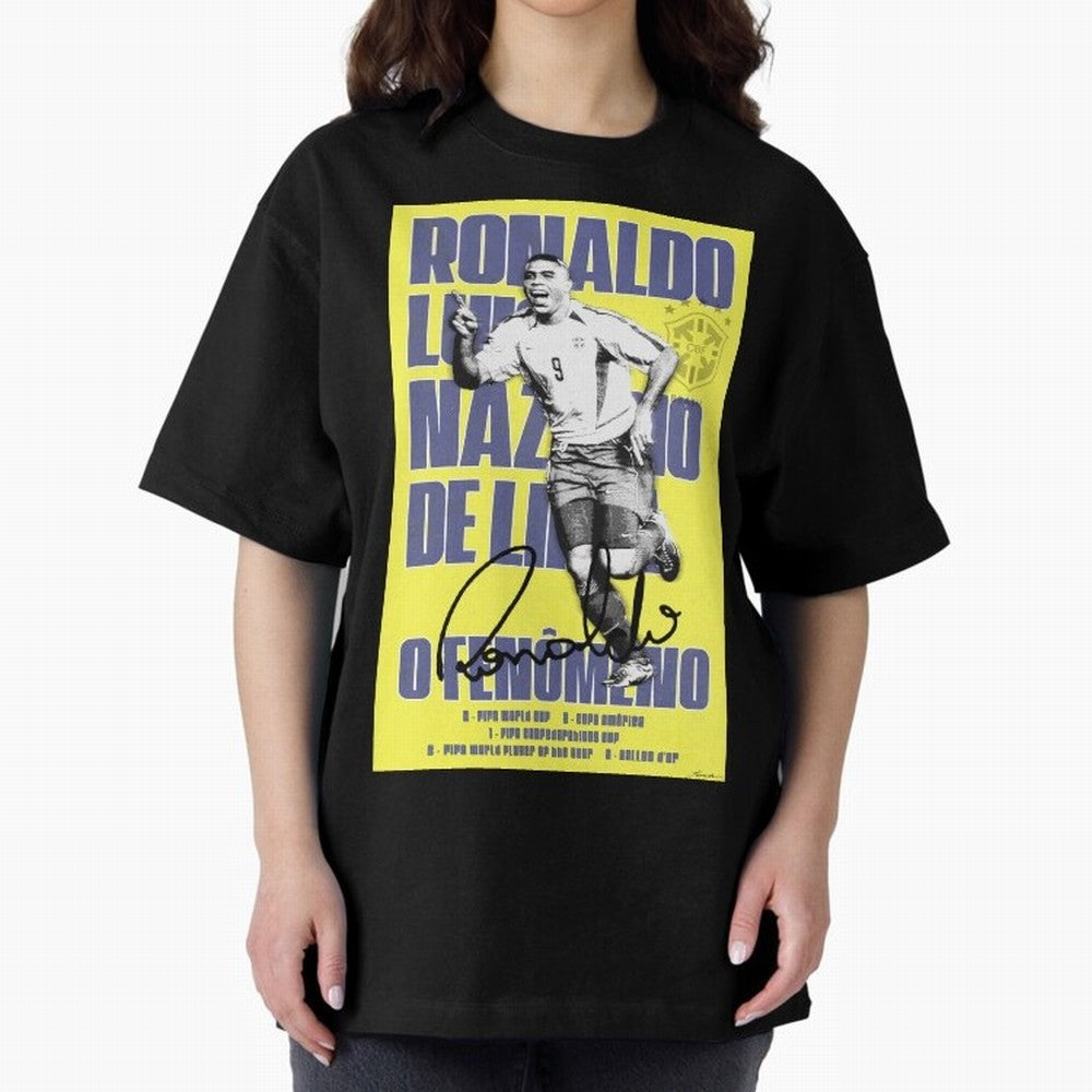 R9 Ronaldo Nazario Poster Oversized T-Shirt Fuel Your Fan Pride for FIFA World Cup 2026 Spirit, Capturing France, Cristiano Ronaldo, Retro Football Energy, Iconic Rivalries, Trophy Chase Drama and Stadium Atmosphere; Great for Watch Parties, Sports
