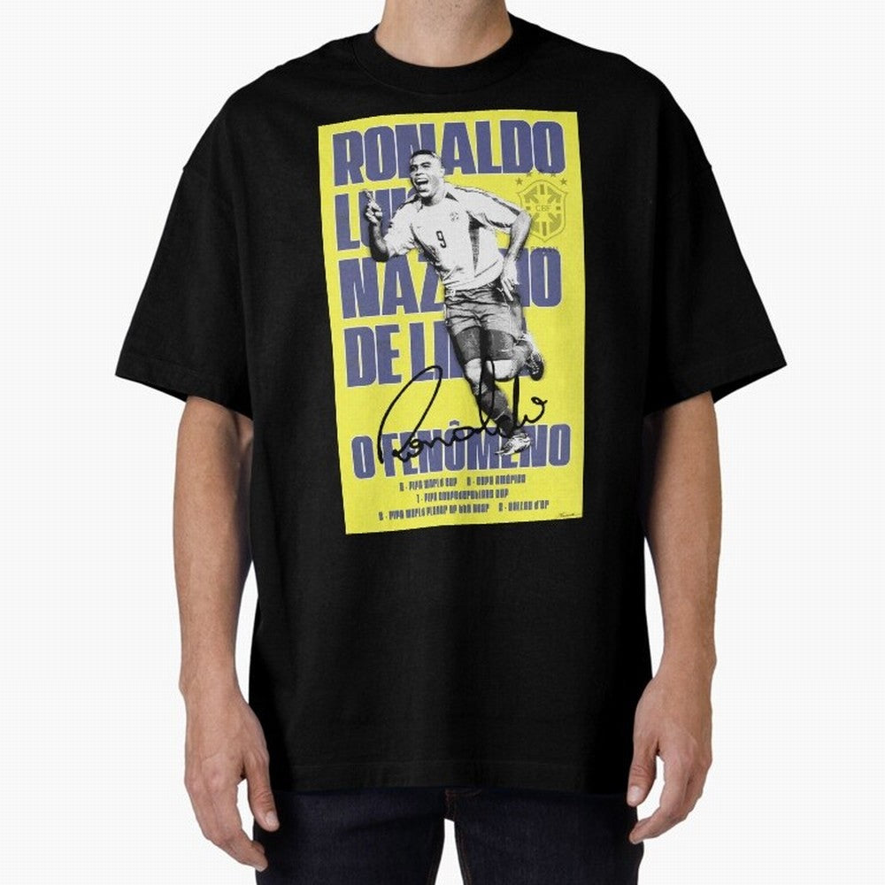 R9 Ronaldo Nazario Poster Oversized T-Shirt Fuel Your Fan Pride for FIFA World Cup 2026 Spirit, Capturing France, Cristiano Ronaldo, Retro Football Energy, Iconic Rivalries, Trophy Chase Drama and Stadium Atmosphere; Great for Watch Parties, Sports