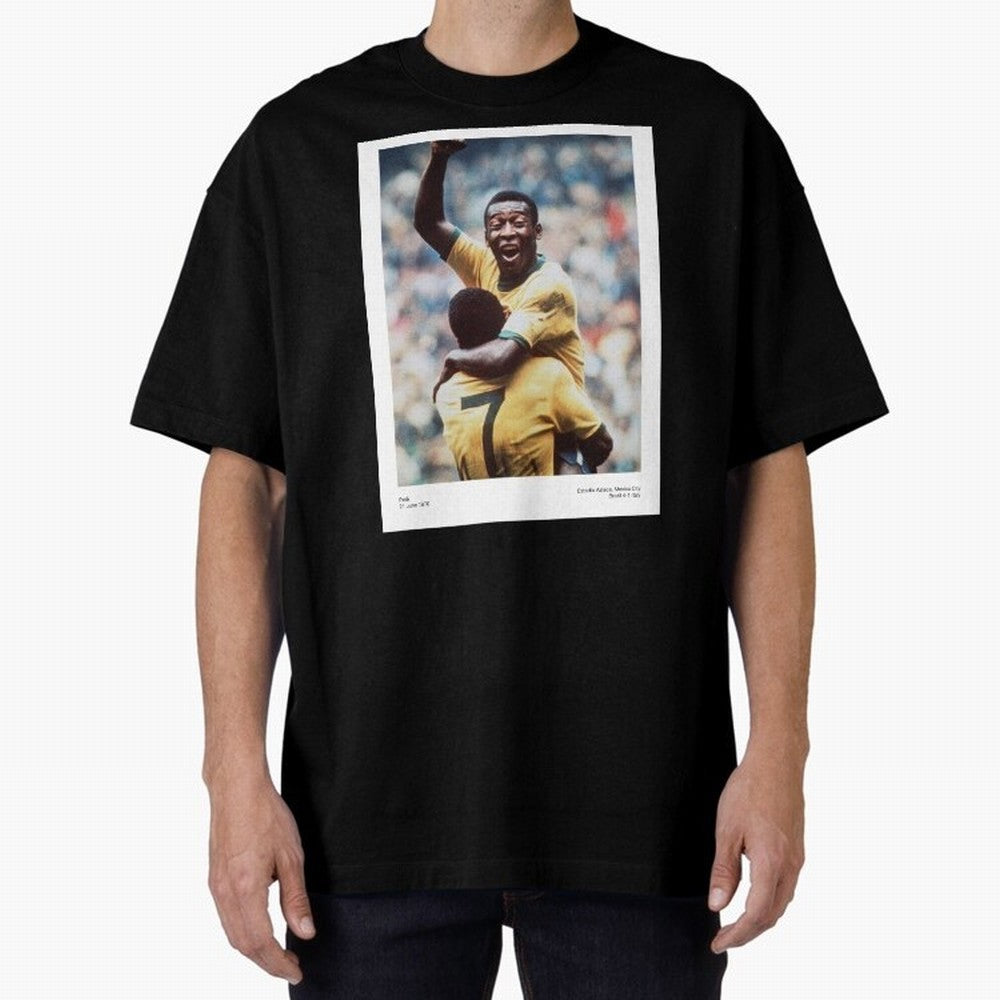 Pel¨¦'s Triumph: 1970 World Cup Legend Print Oversized T-Shirt Show Your Love for FIFA World Cup 2026 Group Stage for Fans of Messi, CR7 and Mbappe and Brazil, Portugal and Argentina, Bringing Championship Spirit, Famous Goals, Roaring Crowds and