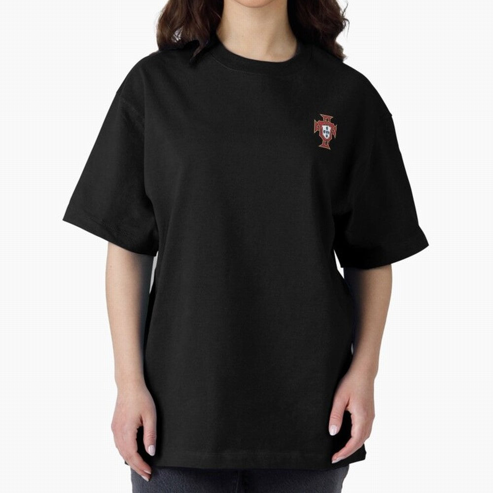 Portugal Soccer Logo Sticker Oversized T-Shirt Back the Journey through the FIFA World Cup 2026 USA Canada Mexico Journey through Cristiano Ronaldo Highlights, Portugal, Spain and Germany Pride, Goal Celebration Energy, Supporter Heritage, Football